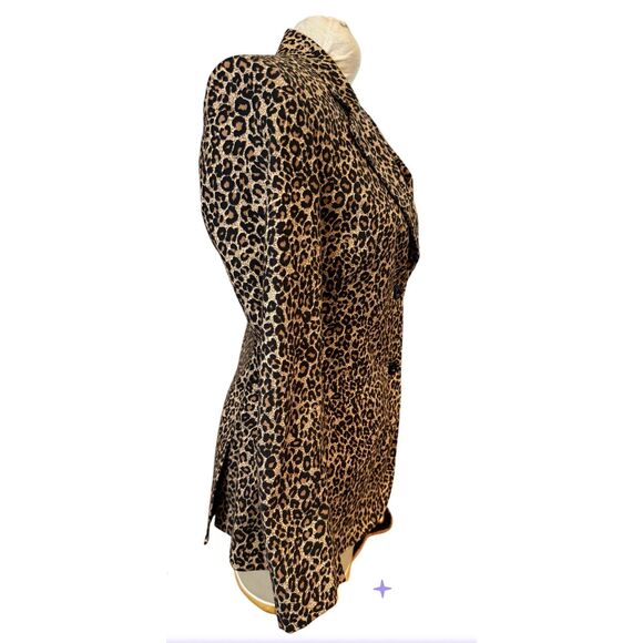 Newport News Leopard Cheetah Blazer Sz. 8 Stretch Vintage - Picture 6 of 9